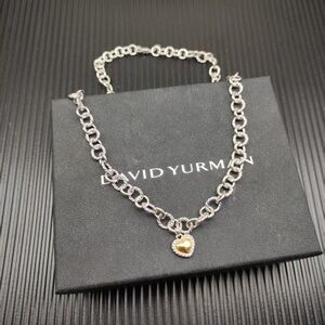 David Yurman Silver Necklace with Gold Heart Pendant